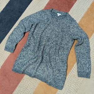 J Jill Pure Jill Denim Blue Marled Knit Sweater Cozy Soft S Small